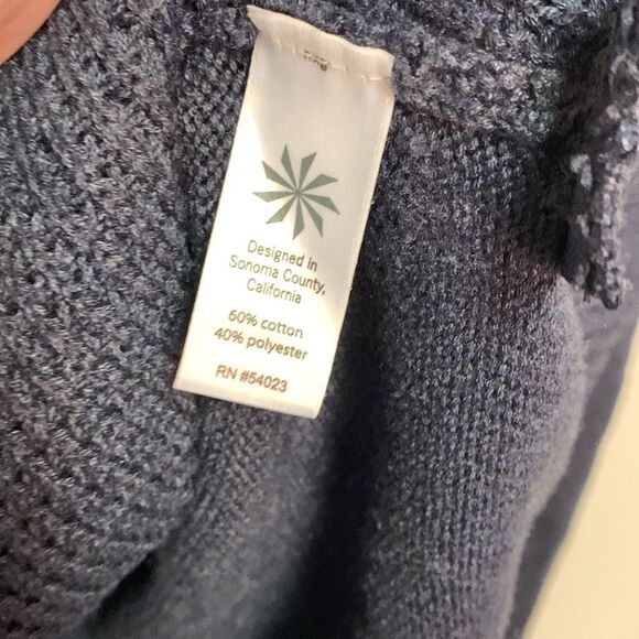 Athleta Uplands Navy Blue Cotton Blend Knit Side Zip Crewneck Sweater Size M - Picture 9 of 14